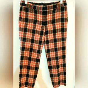 JCREW TARTEN PLAD CROPPED WOOL PANTS